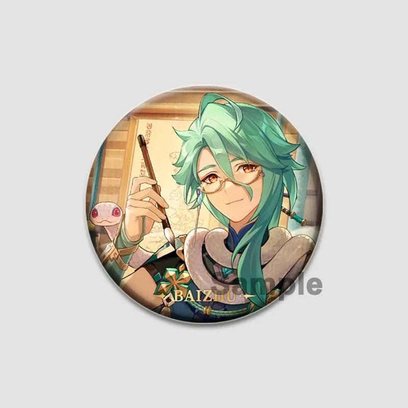 Genshin Impact Game Brooches 58mm Round Button Pins for Backpack Jackets Jewelry Cartoon Cosplay Badge Hutao Zhongli Xiao Badges