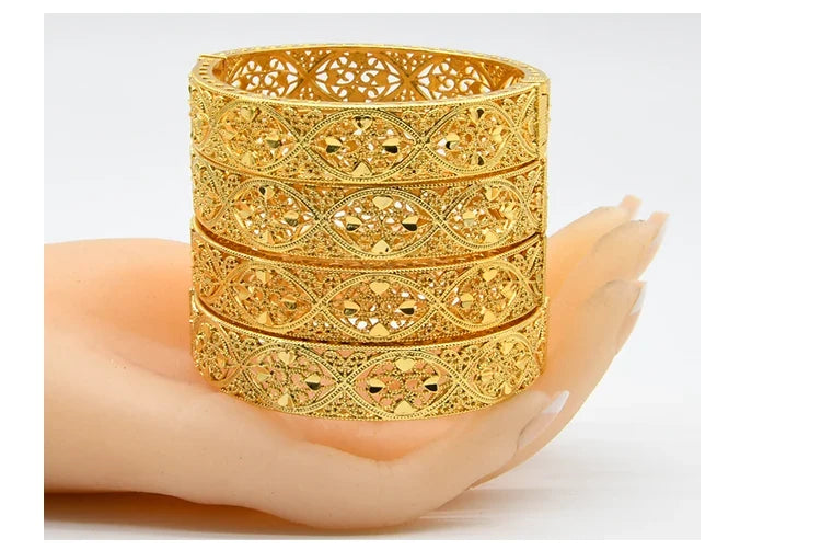 Indian Gold Color Tassel Bracelets Ring For Women Dubai African Hard Charm Bangles Wedding Arabic Hand Jewelry Party Gifts