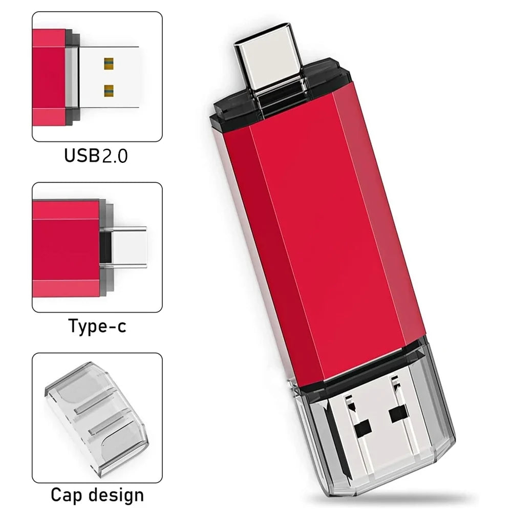 For iPhone TYPE-C OTG USB Flash Drive 256GB 512GB High Speed Phone Pen Drive with Key Chain Memory Stick Creative Business Gift