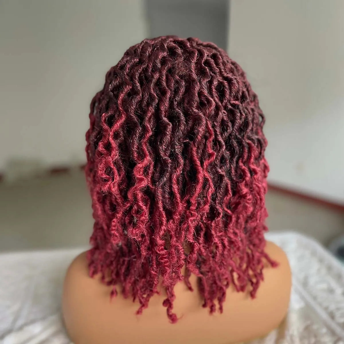 Short Goddess Faux Locs Wig | Brown Highlight Crochet Dreadlock Wig