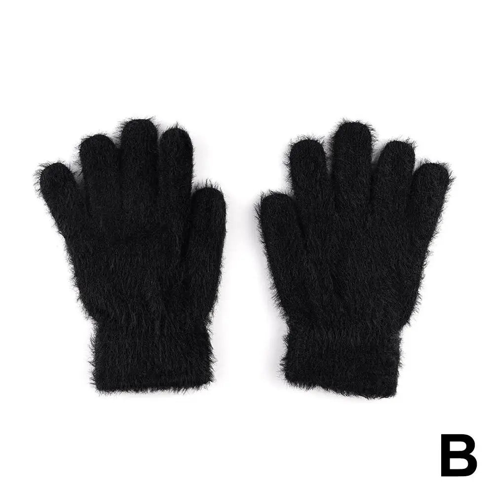 Winter Gloves Mink Velvet Five Finger Gloves Plush Warm Cold-proof Gloves Women Outdoors Cycling Solid Color Mittens