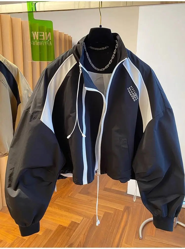 Zipper Design Niche Loose Casual Stand Collar Windbreaker Jacket Spring and Autumn Short Jacket Jacket Top