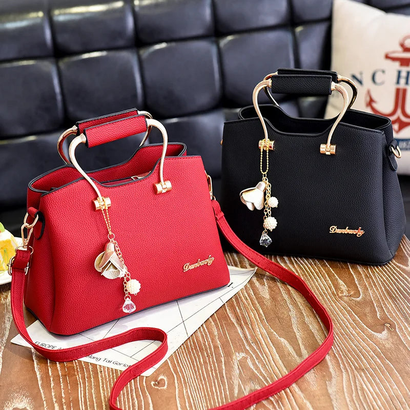 Luxury Handle Bags for Women | PU Leather Pendant Crossbody Bag & Large Capacity Messenger Handbag (Middle-Aged Mommy Bags Tote Purse)