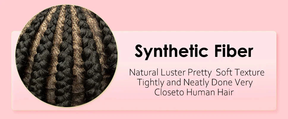 Natural Color Bantu Knot Braided Wig | Cornrow Braids | Full Lace | Heat Resistant Synthetic Wig | African Women