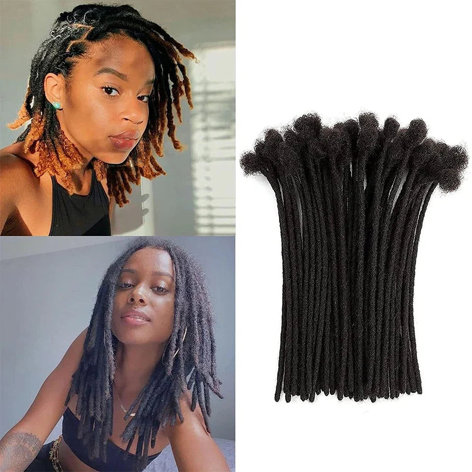 Brazilian Human Hair Dreadlocks Crochet Braids | Kinky Loc Extensions 0.6-0.8cm
