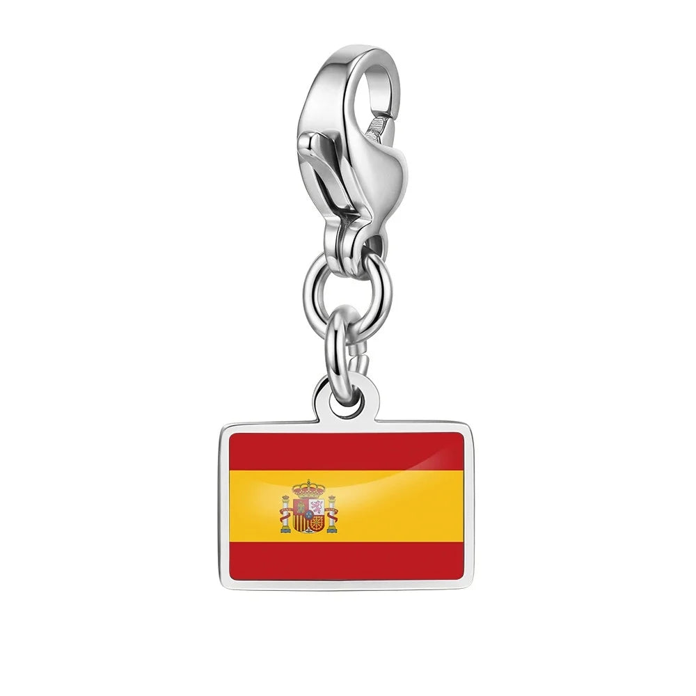 10mm Country Flag Charms Pendant Necklace Bracelet Keychain Bagchain Stainless Steel  Jewelry A Commemorative Gift For A Friend
