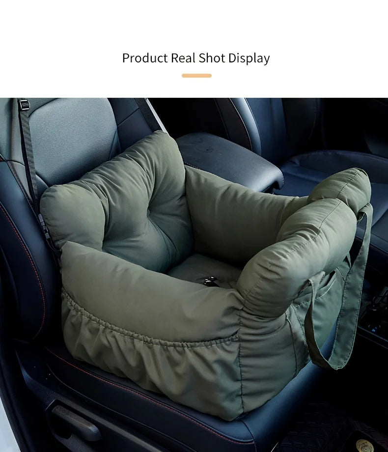 Dog Car Seat with Safety Belt - Non-Slip Pet Car Bed for Small Dogs, Washable Travel Carrier with Secure Straps for Safe Car