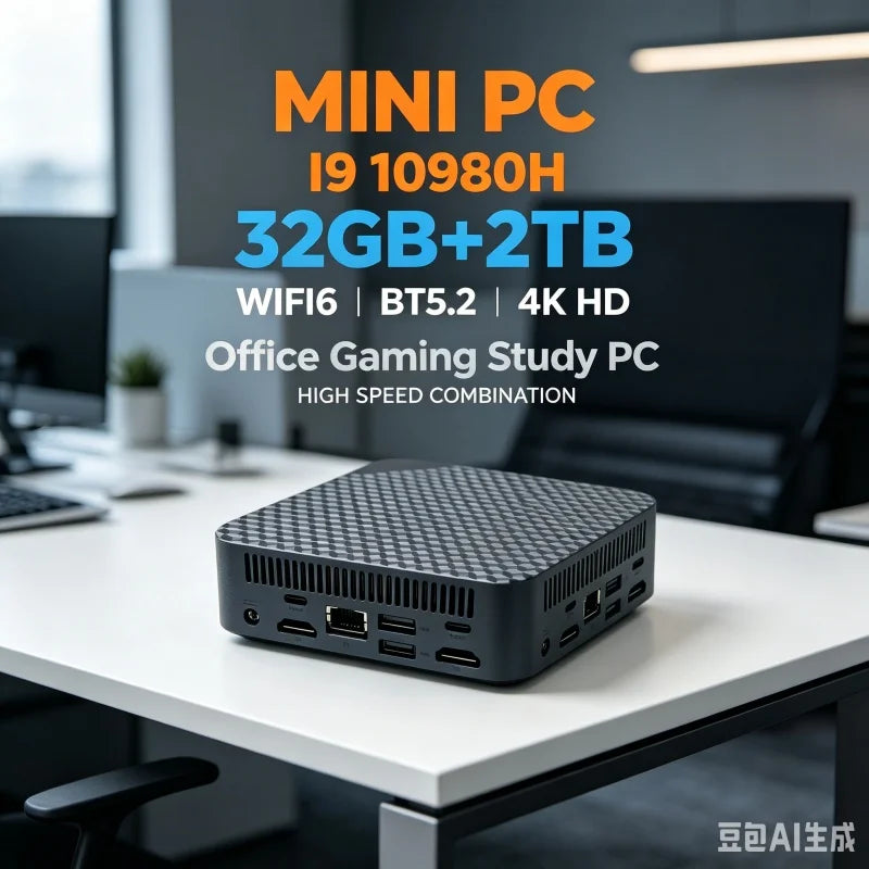 Compact Mini Gaming PC Intel i9 10980HK 16GB 32GB RAM 1TB 2TB SSD 4K HD Home Office Desktop Device