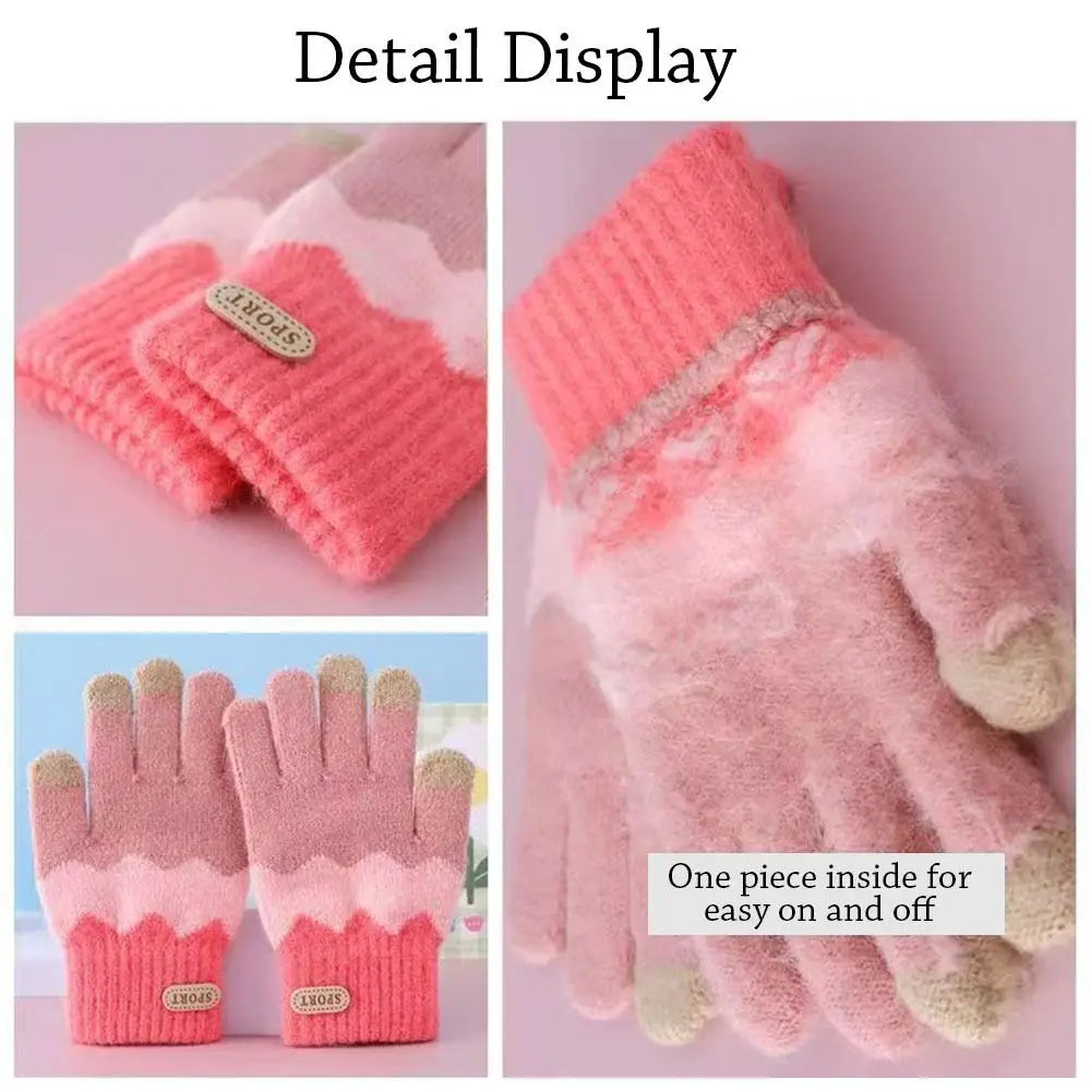 Cute Warm Kids Winter Gloves Coldproof Windproof Baby Gloves Soft Thicken Children Mittens for 6-14 Years Old Baby Boys Girls