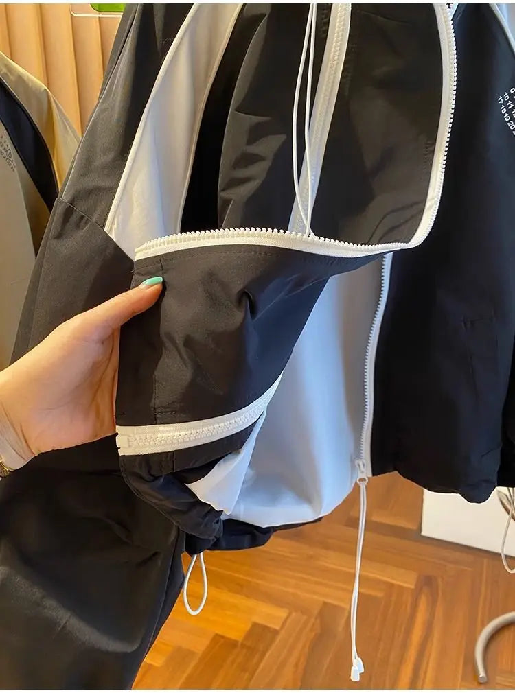 Zipper Design Niche Loose Casual Stand Collar Windbreaker Jacket Spring and Autumn Short Jacket Jacket Top