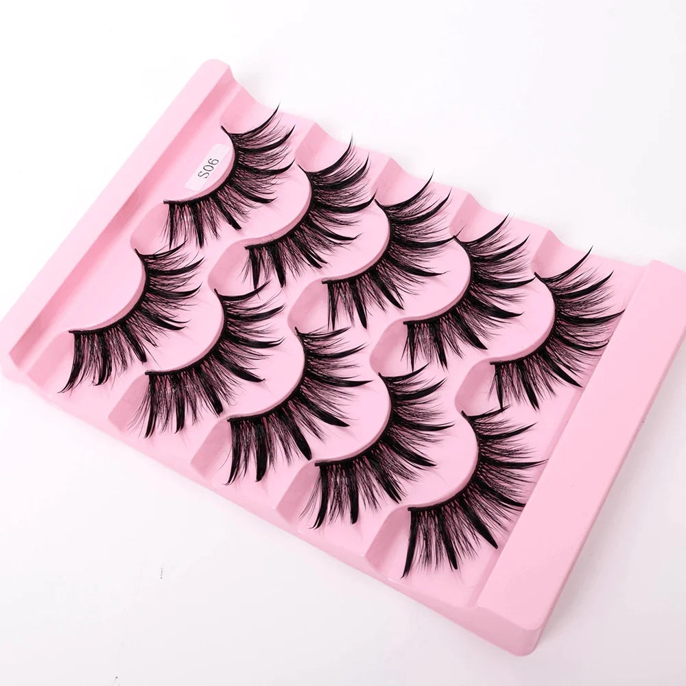 Yiernuo 1/5 Pairs Cosplay Anime Eyelashes Manga Lashes Dramatic Fairy Clusters Lashes Wet Look Lashes