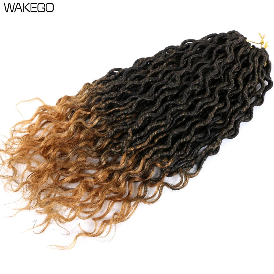 Goddess Faux Locs Crochet Hair | 18" Soft Curly Braids | Ombre Dreadlocks Extensions | 24 Strands/Pack