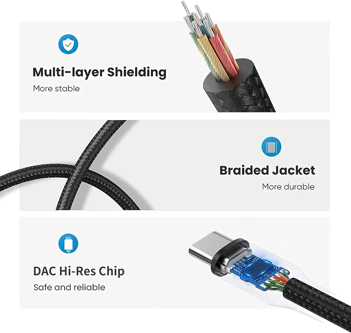 Type C to 3.5mm Headphone Adapter USB-C 3.5 Jack Audio Cable for Huawei P30 Xiaomi Samsung Oneplus Earphone Audio Adapter