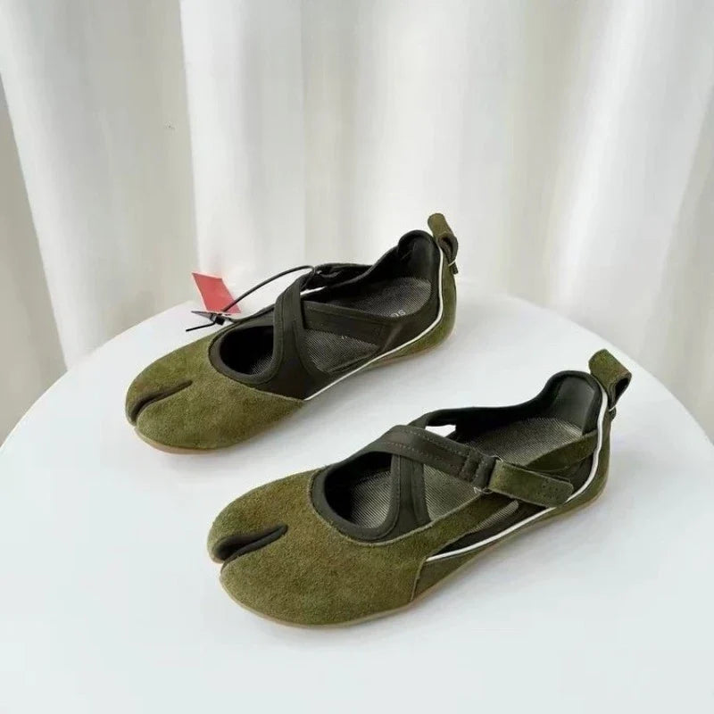 Cross Split Toe Mary Jane Single Shoes Women 2026 New Versatile Flat Ballet Casual Shoes