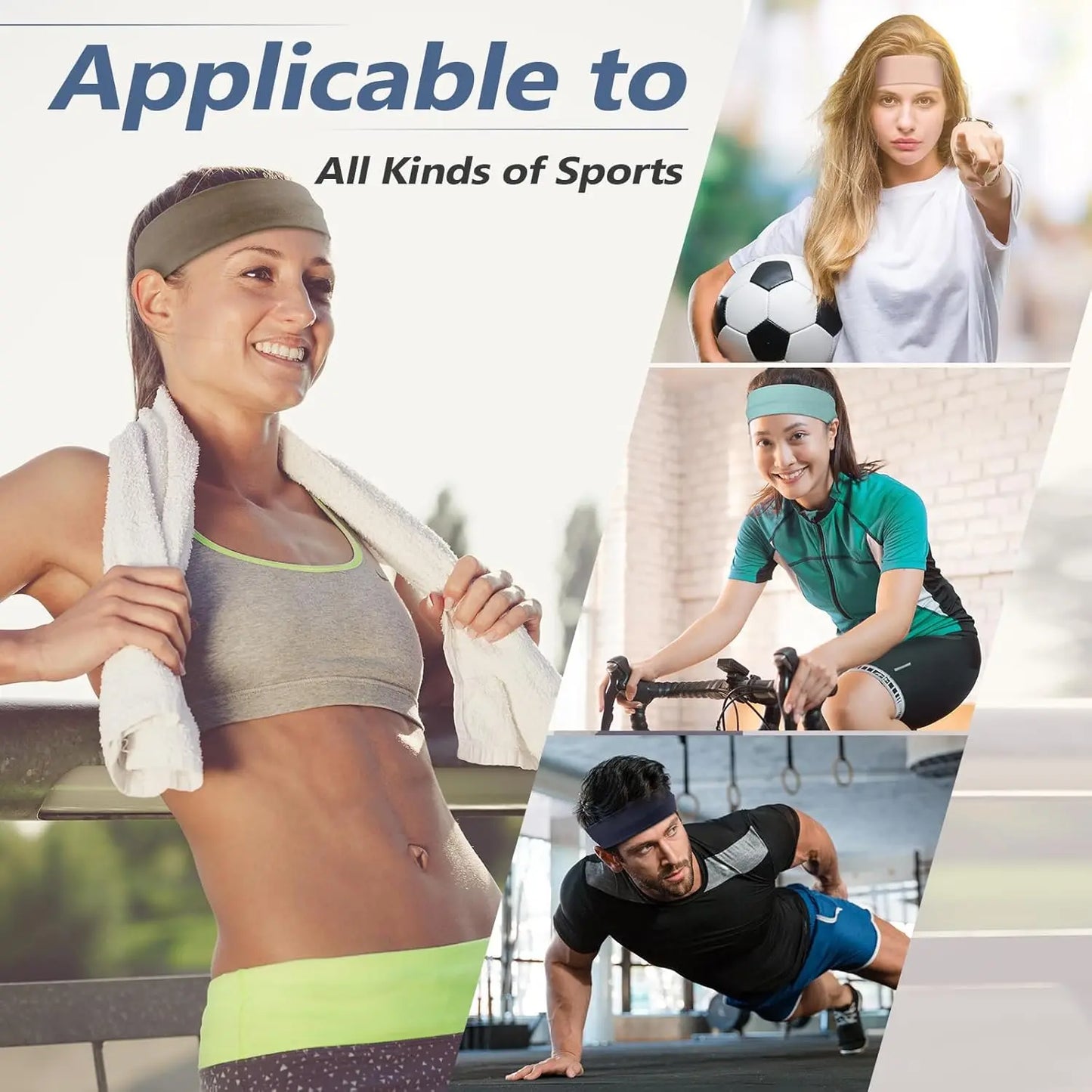 6pcs Simple Basic Solid Color Sports Yoga Headband to Absorb Sweat For Men and Women