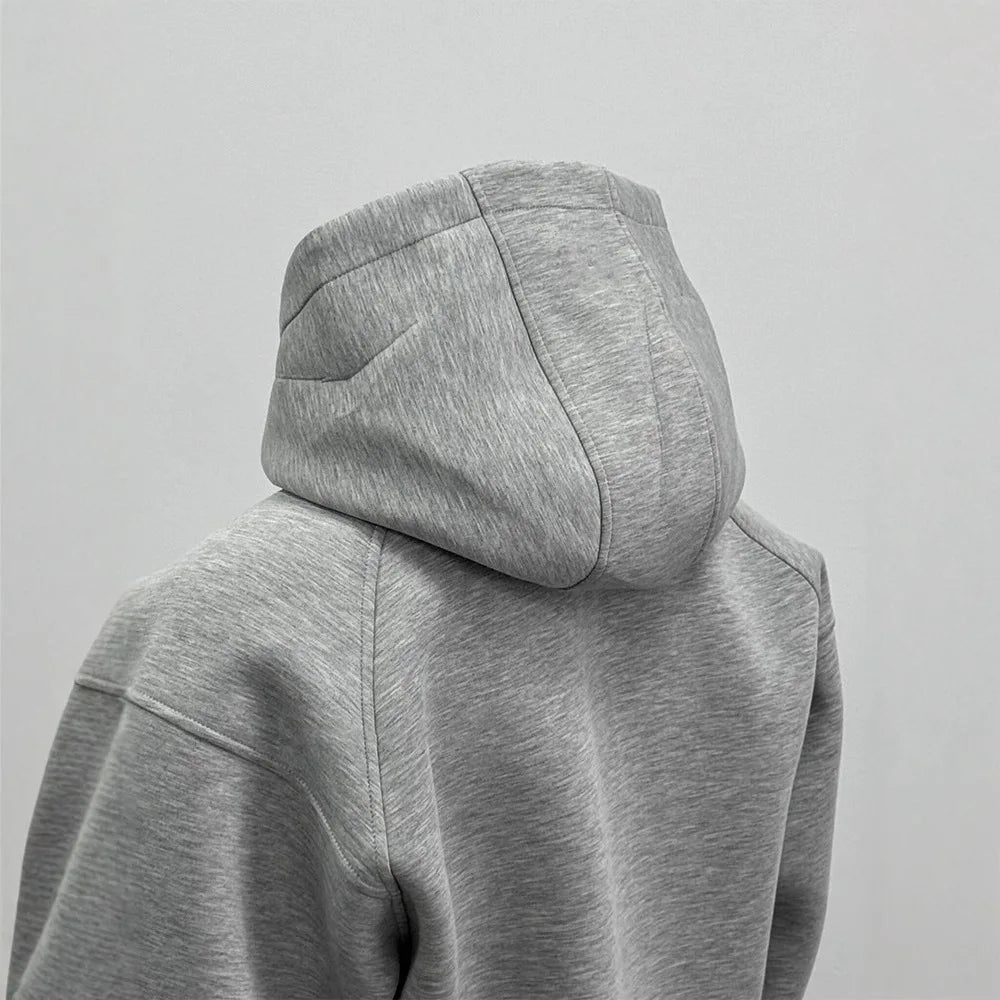 American Men's Short Retro Boxy Style Cardigan Sweatshirt Men's Hooded Jacket Autumn Winter Silhouette Men's Fashionable Hoodie