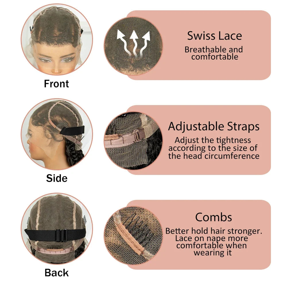 34" Twisted Cornrow Full Lace Braided Wig | Baby Hair | Synthetic Lace Front Braids | Black Women
