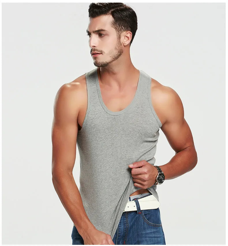 2026 New Men's Summer Lightweight Cotton Tight Vest Sports Casual Family Pajamas Outdoor Tight Top Breathable Quick Drying Vest