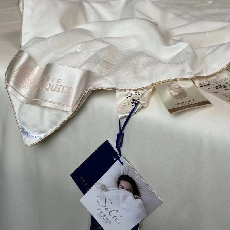 100% Natural Silk Quilt Lyocell Fiber Duvet Queen Size Summer Blanket White Luxury Jacquard Bedding Single Double Bed Comforter