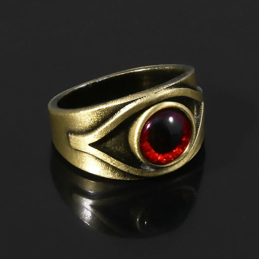 Men's Minimalist Niche Hip Hop Punk Red Maroon Eyes Cosplay Ring Character Props Retro Creative Trend Ring Personalized Jewelry