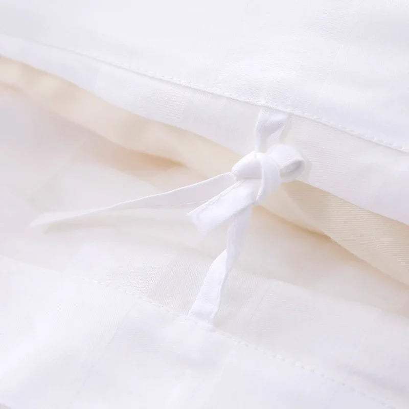 1set Luxury 100 Egypt Cotton Duvet Cover 5 Stars Hotel  Quilt Cover Pure Cotton Satin Strip Bed Line Duvet Case 2pcs Pillowcases