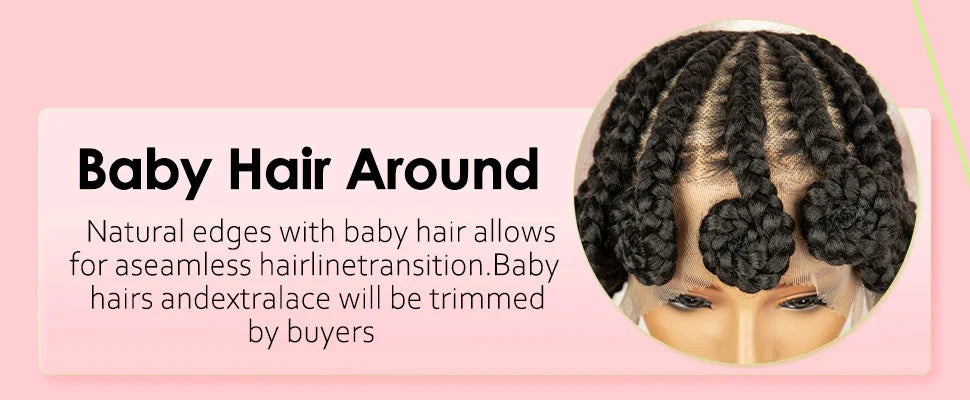 Natural Color Bantu Knot Braided Wig | Cornrow Braids | Full Lace | Heat Resistant Synthetic Wig | African Women