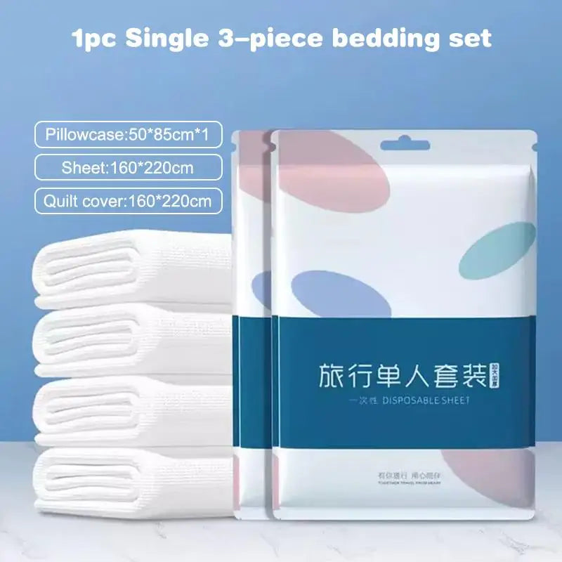 New Disposable 3/4-Piece Bedding Set, Thickened Disposable Bed Sheets Duvet Covers Pillowcases For Hotel Travel Camping Use