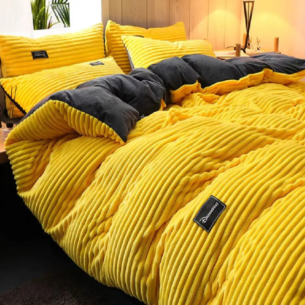 Warm Winter Duvet Cover Bedding Set Thick Solid Color Velvet Double Soft Quilt Cover Twin Queen King Comforter Cover Sets 220*24