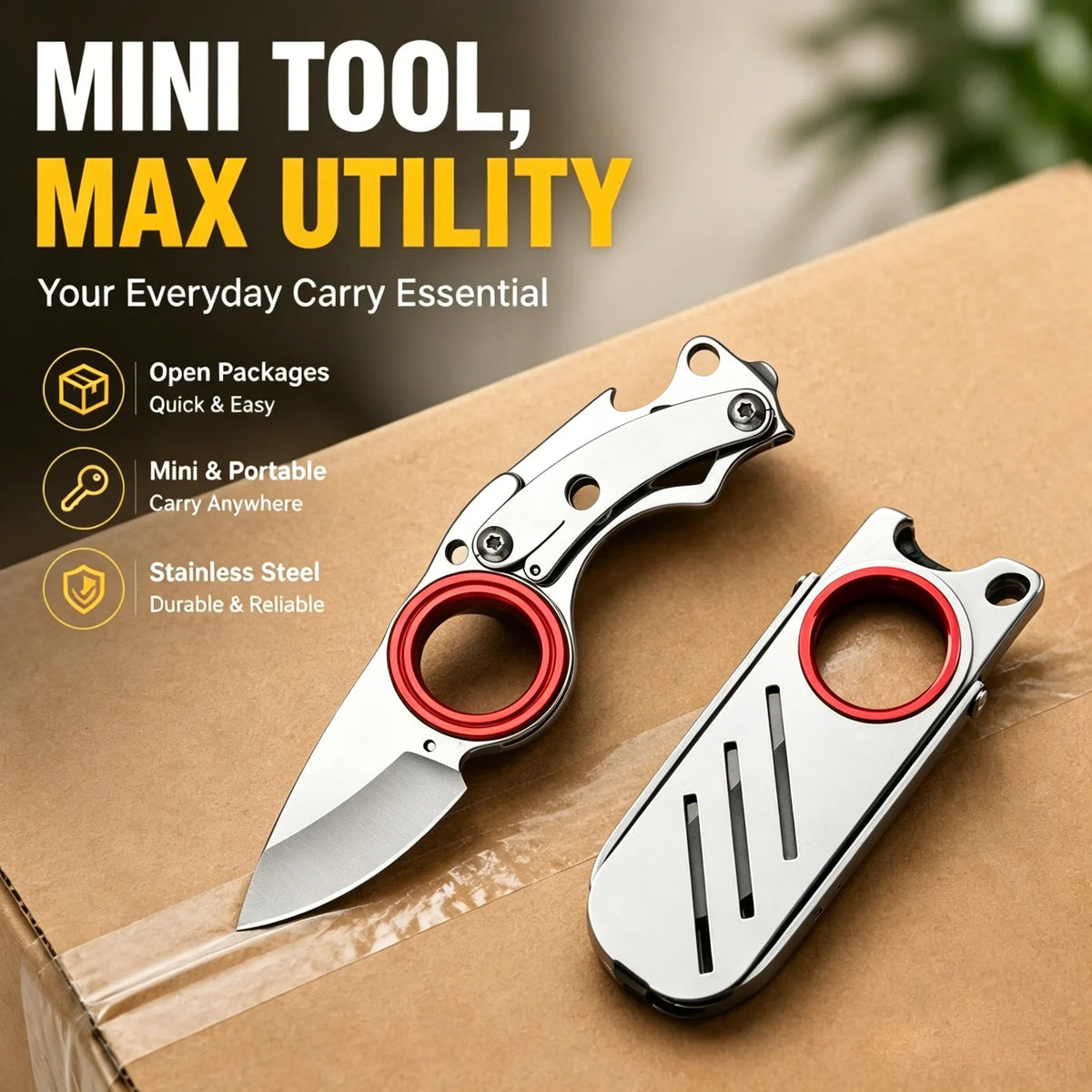 Mini Portable Stainless Steel Outdoor EDC Tool Key Chain Pendant Is the Perfect Tool for Opening Packages and Daily Use
