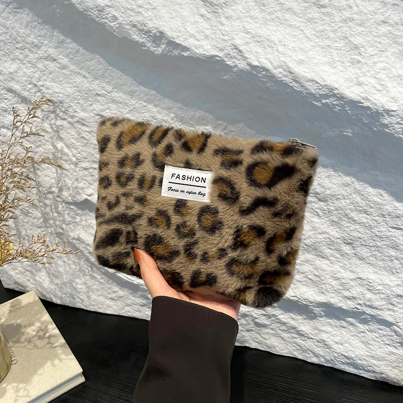 Leopard Print Makeup Bag | Soft Cotton Travel Toiletry Bag
