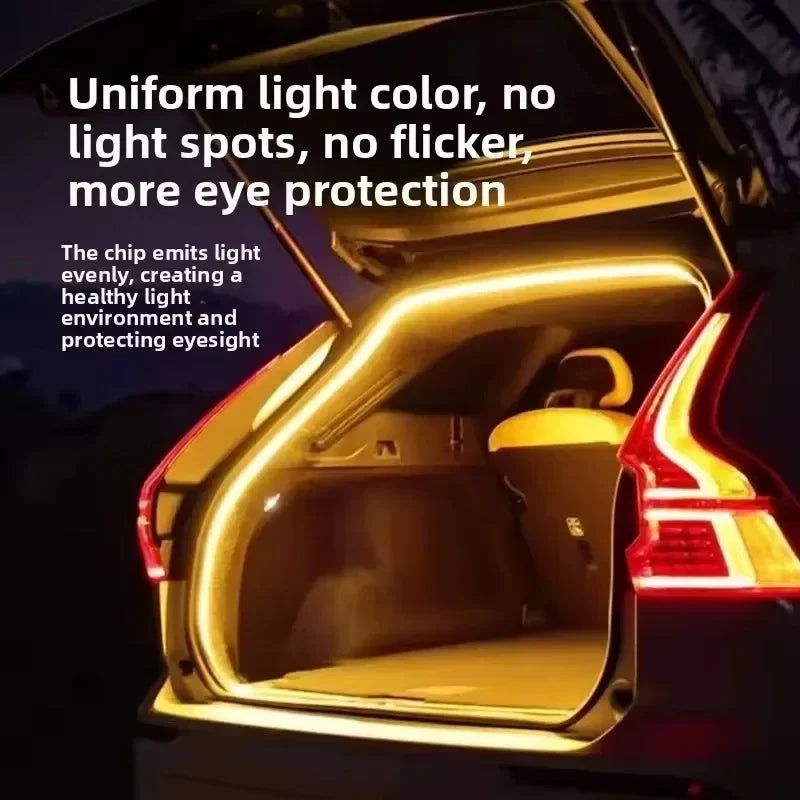 Car high brightness trunk lighting ambient light interior decoration LED wiring free automatic sensing tailgate light strip