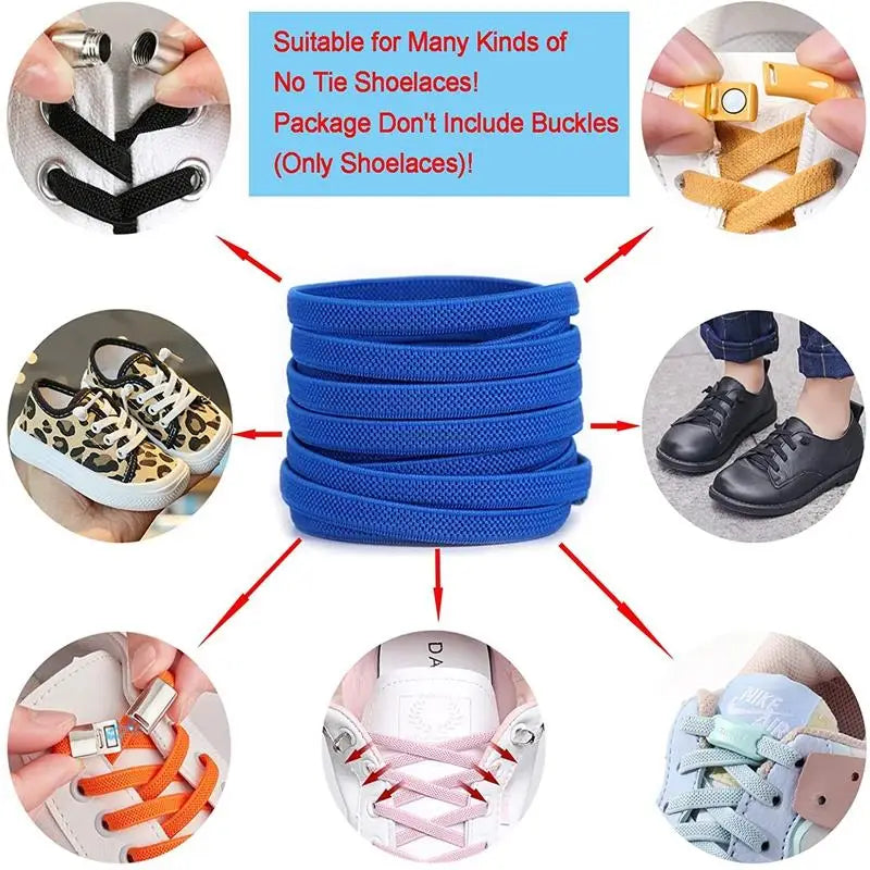 Elastic Laces Sneakers Classic Elastic Shoelaces 6mm Width Flat Shoelace for Kids Adults Shoe laces Rubber Bands for Shoes