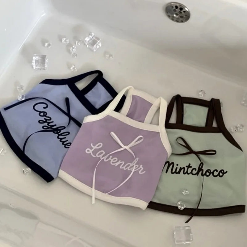 Summer Letter Printed Puppy Sling Breathable Teddy Vest Small Dog Bow T-shirt Casual Dog Clothes Pet Supplies