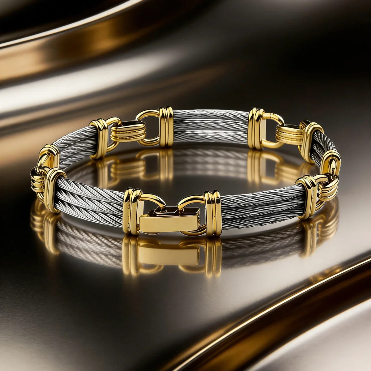Unisex Stainless Steel Cable Bracelet: Designer-Inspired Twisted Cable, Classic and Elegant, with a Stainless Steel Clasp