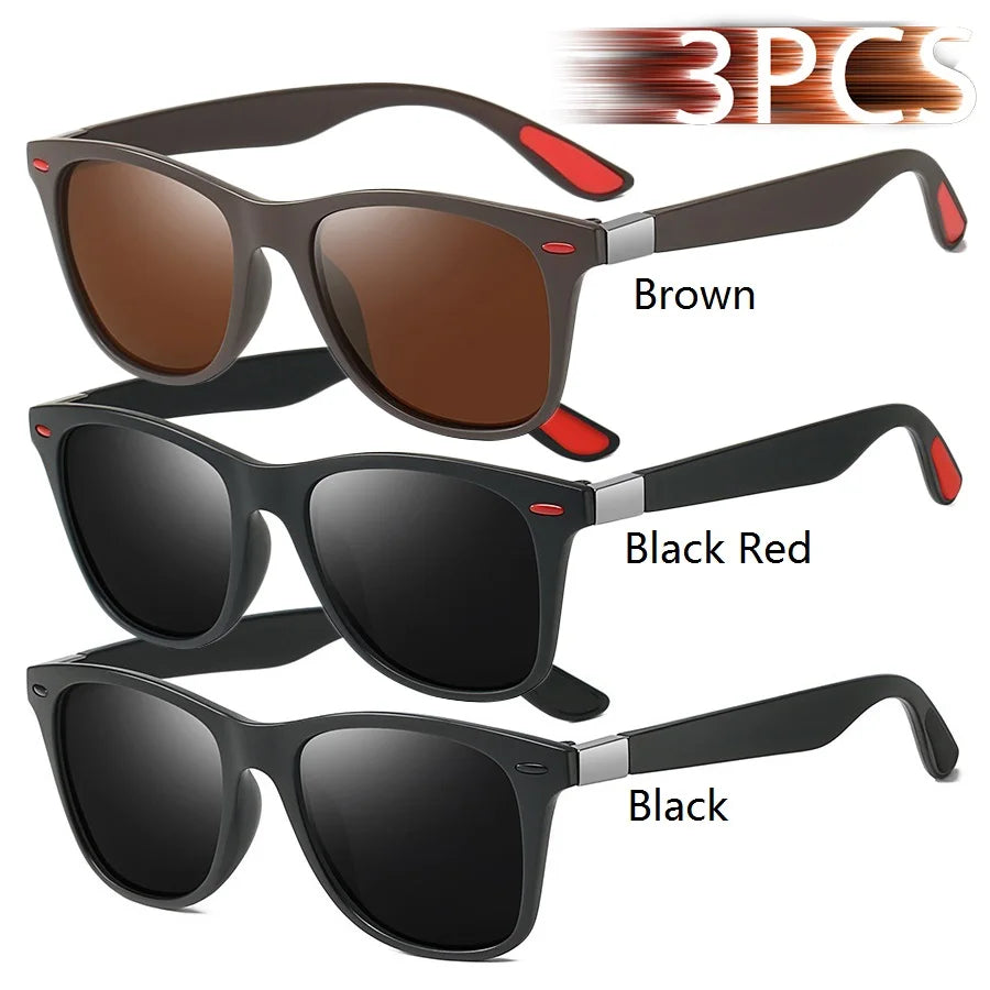 1-2-3PCS Fashion Vintage Square Unisex Driving Fishing Sunglasses Men Women Luxury Brand Designer Sun Glasses Anti-Glare Eyewear
