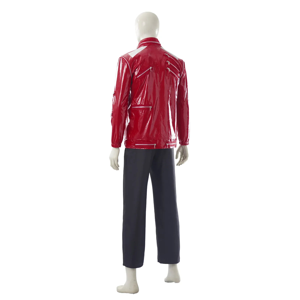 Red Zipper Michael Jackson MJ Beat It Jacket for Impersonators PU Leather Punk Casual Coat Halloween Stage Christmas Outwear