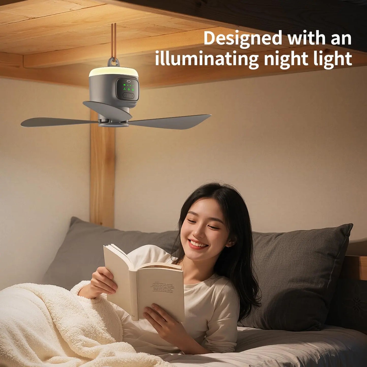 Camping Fan 12000mAh Portable Camping Tent Fan USB Rechargerable Electric Ceiling Air Circulator Fan With Remote Control Light