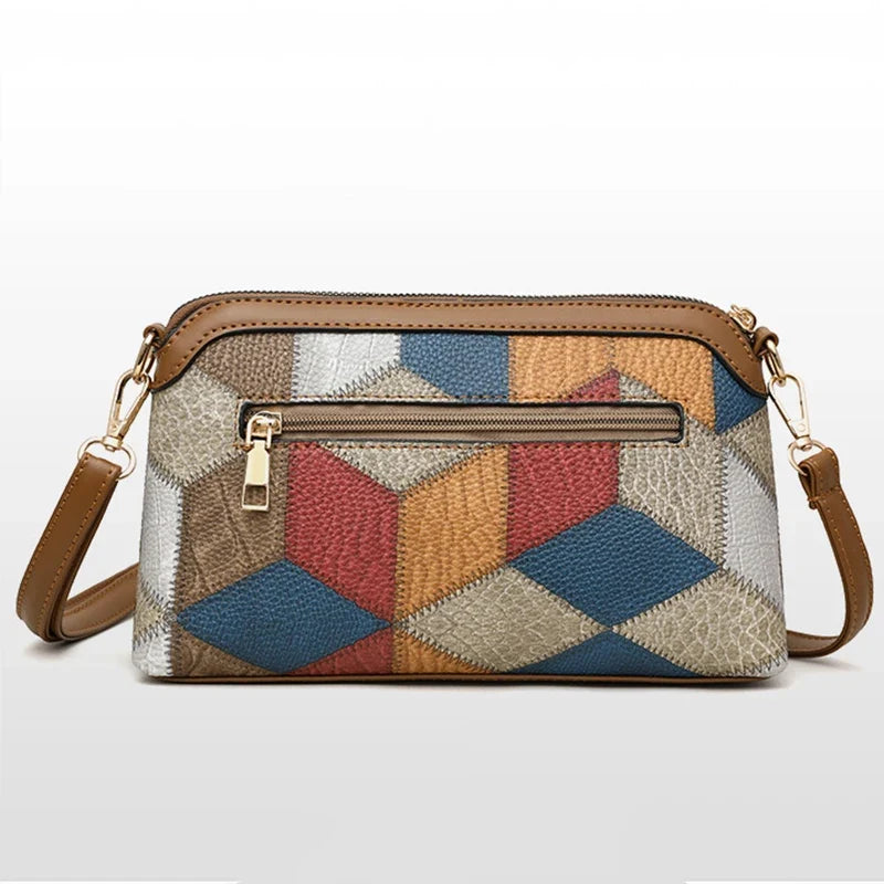 High Quality PU Leather Women's Small Crossbody Shoulder Bag | Luxury Handbag Lady Messenger Bag (Simple Shell Phone Satchels, Plaid Pattern)