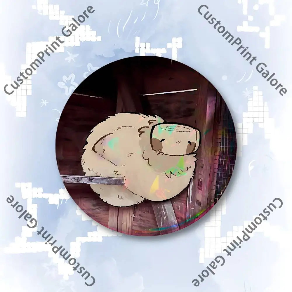 Cute Funny S-Shelly W-Wold Customizable Badge Tinplate Brooch Laser Film Lapel Pin for Decoration Party Small Gifts