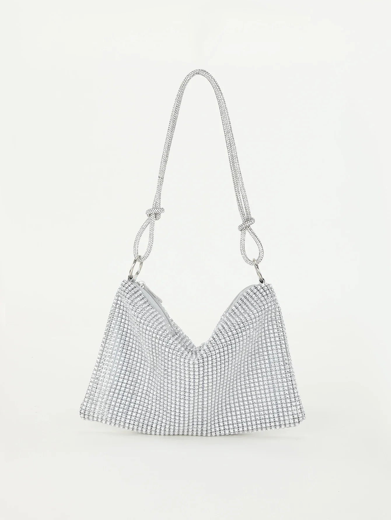 Shiny Rhinestone Woman Handbags | Underarm Crescent Evening Bag for Weddings, Parties & Gatherings (Sparkling Half Moon Purse)