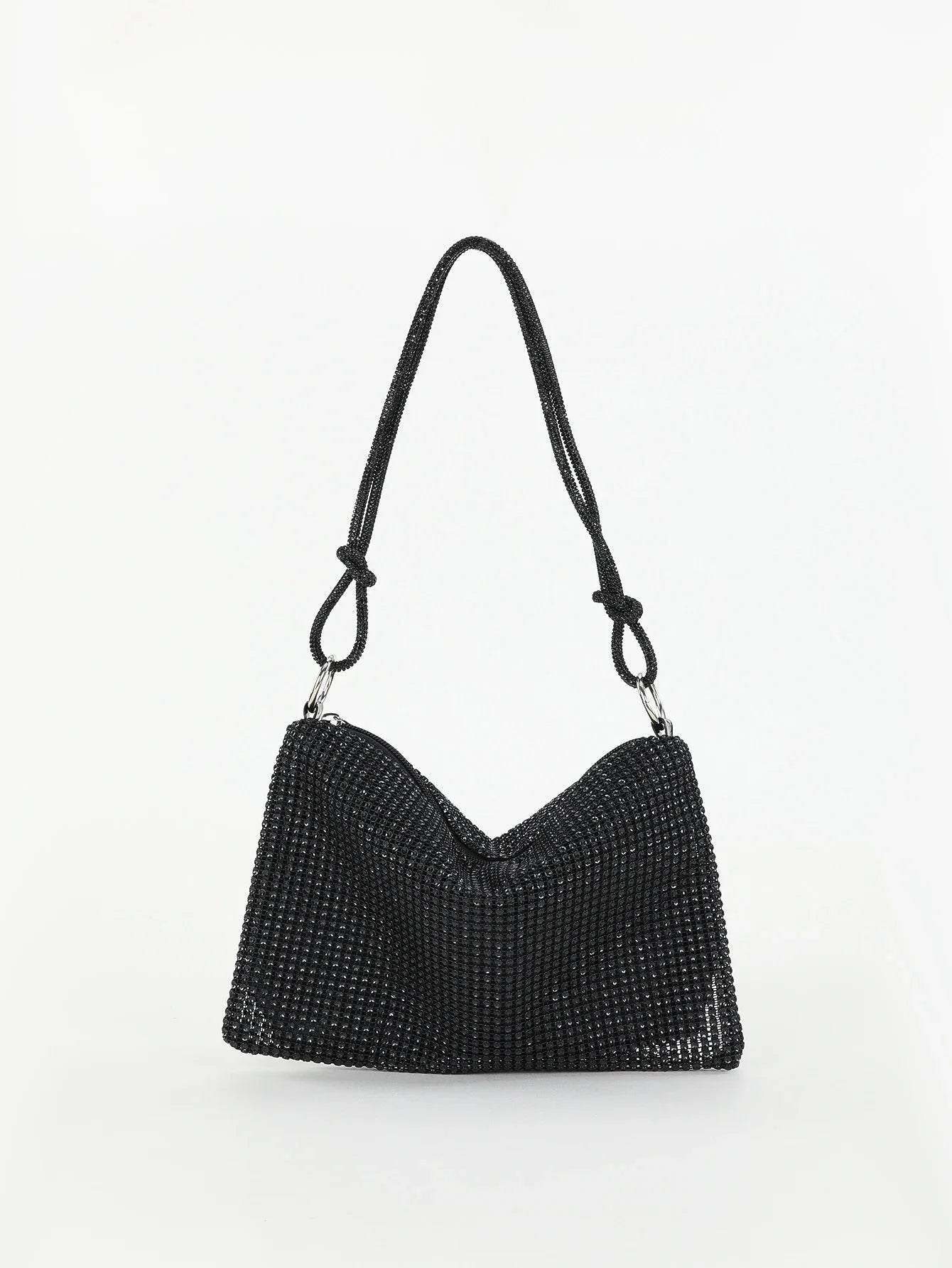 Shiny Rhinestone Woman Handbags | Underarm Crescent Evening Bag for Weddings, Parties & Gatherings (Sparkling Half Moon Purse)