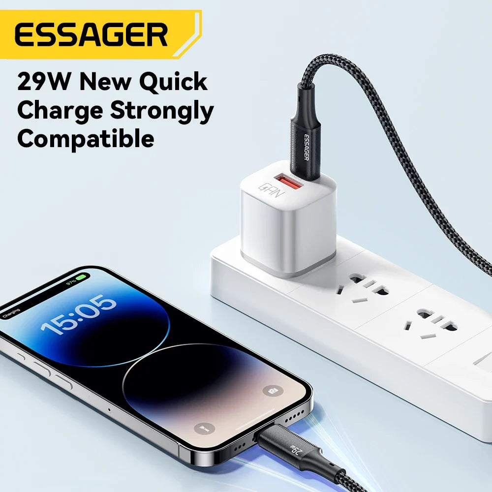 Essager USB C Cable For iPhone 14 13 12 11 Pro Max Xs Plus 29W Fast Charging Cable Type C To Lighting Date Wire For iPad Macboo