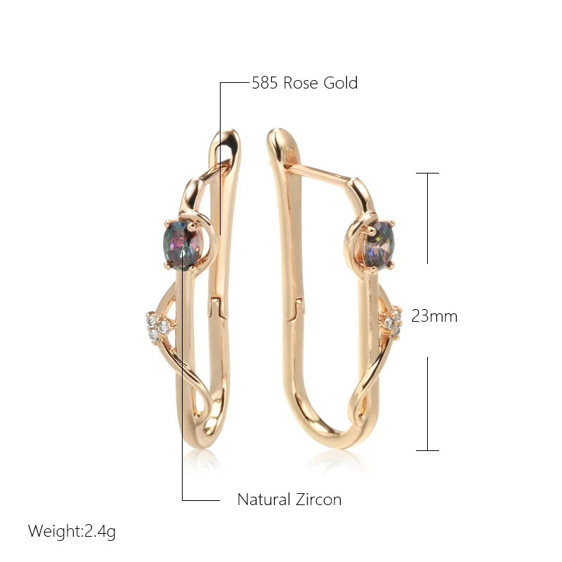 Kinel New 585 Rose Gold Long Earrings Trendy Natural Zircon Earrings Luxury Jewelry 2022 Gifts For Girls'Temperament Accessories