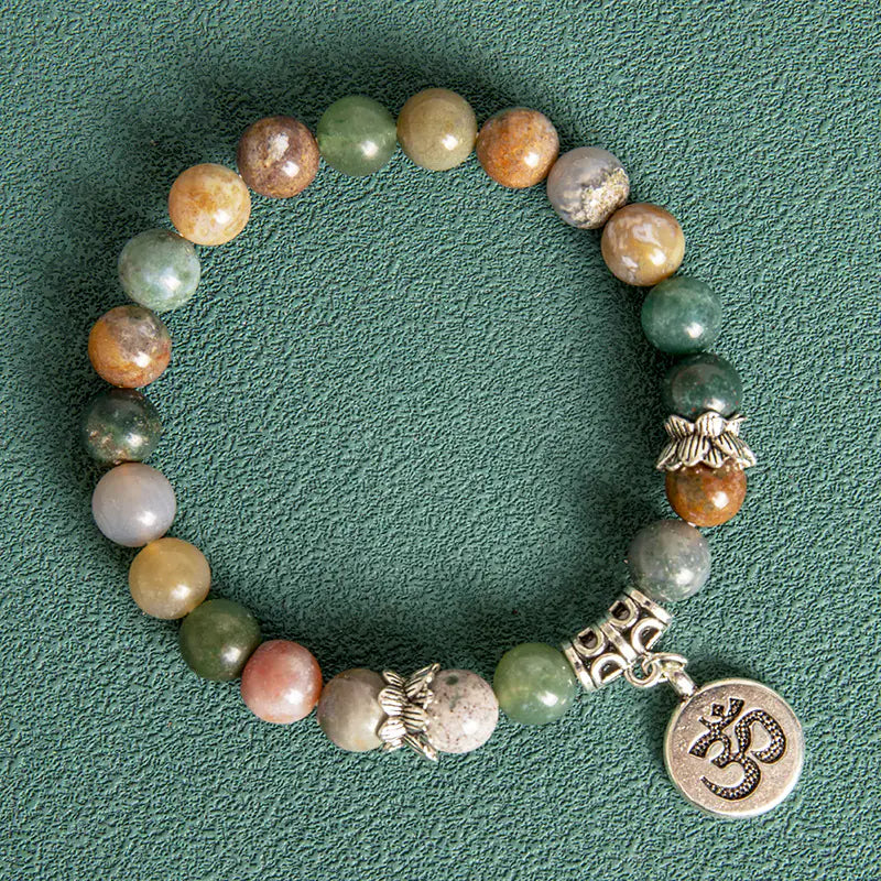 Style Loft Collection Agate Blue Stone Lotus Beaded Bracelet