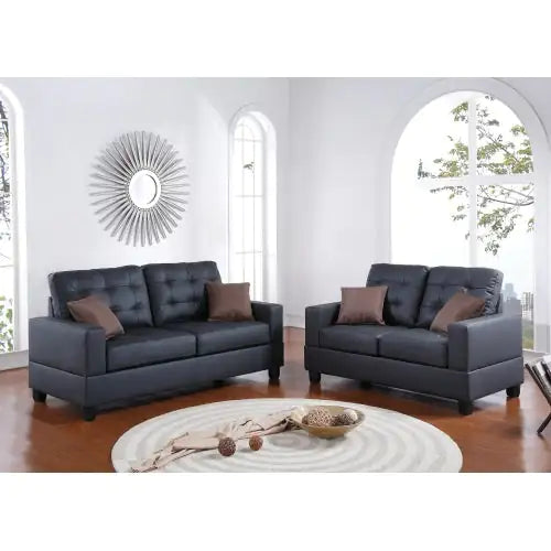 Style Loft Collection 2pc Tufted Vegan Leather Living Room Sofa Set