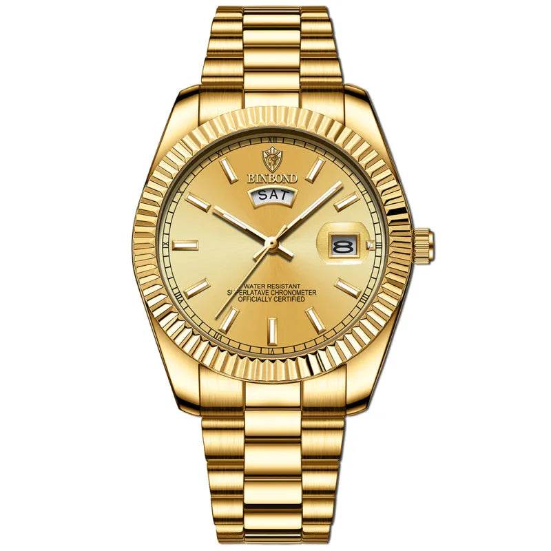 Style Loft Collection Plan-les-Ouates Steel Belt Waterproof Double Calendar Luminous Watch