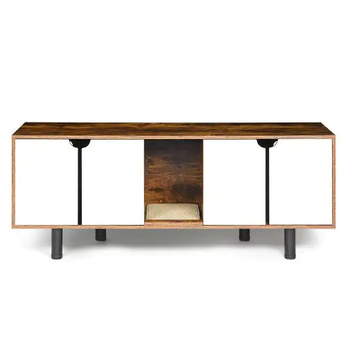 Style Loft Collection Entertainment Center with Double Hidden Cat Litter Box Enclosure