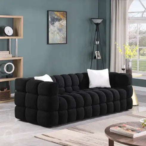 84.3 Length ,35.83 Deepth ,human Body Structure For USA People, Marshmallow Sofa,boucle Sofa ,White Color,3 Seater