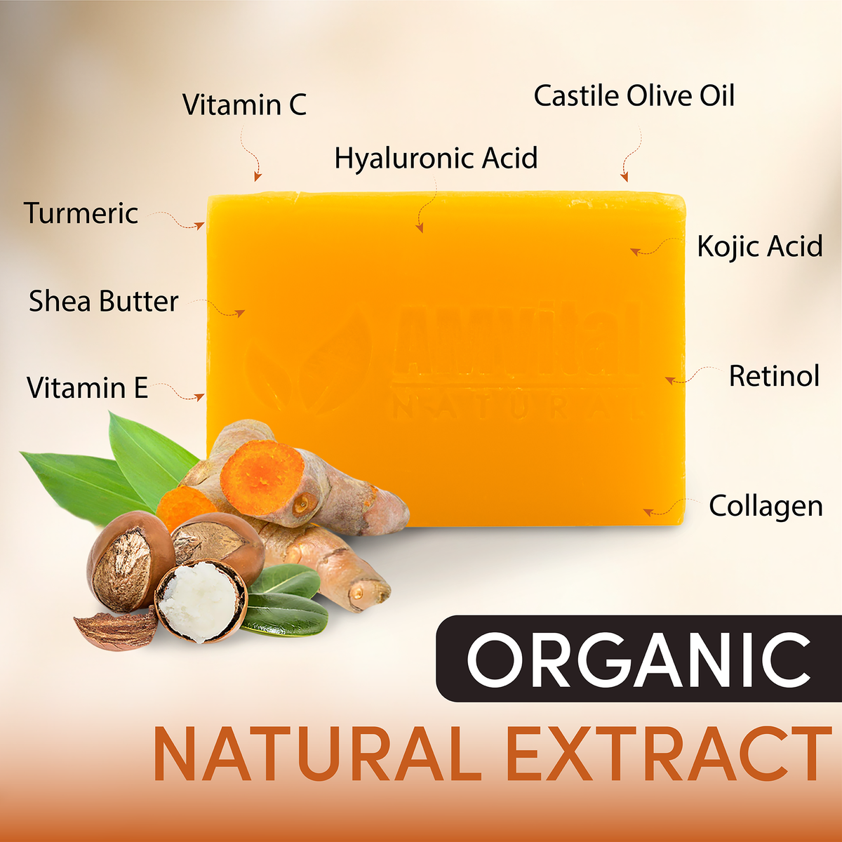 AMVital Turmeric Kojic Acid Soap Bar — Dark Spot & Mark Fading Soap