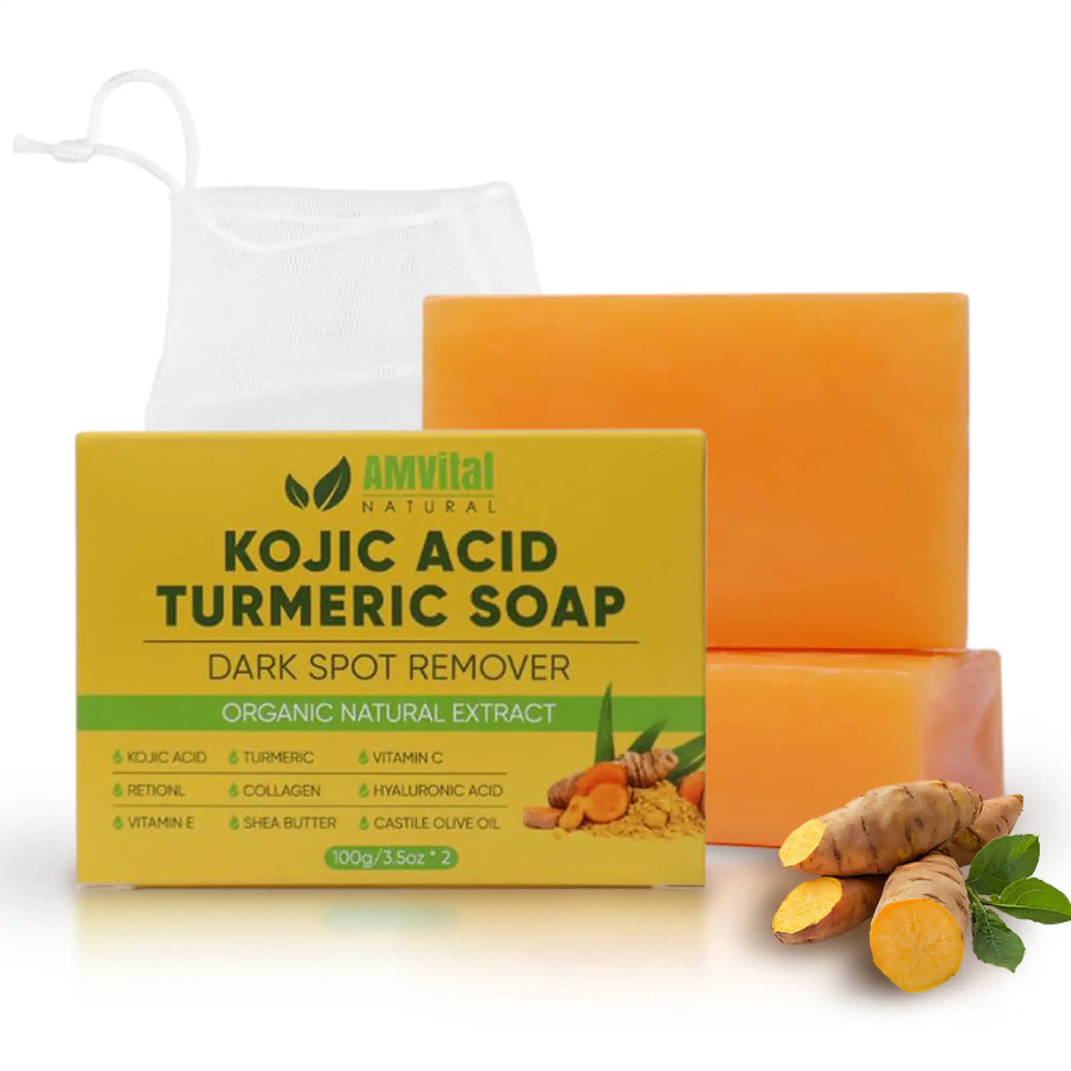 Turmeric Kojic Soap for Dark Spots & Even Tone (2-Pack)